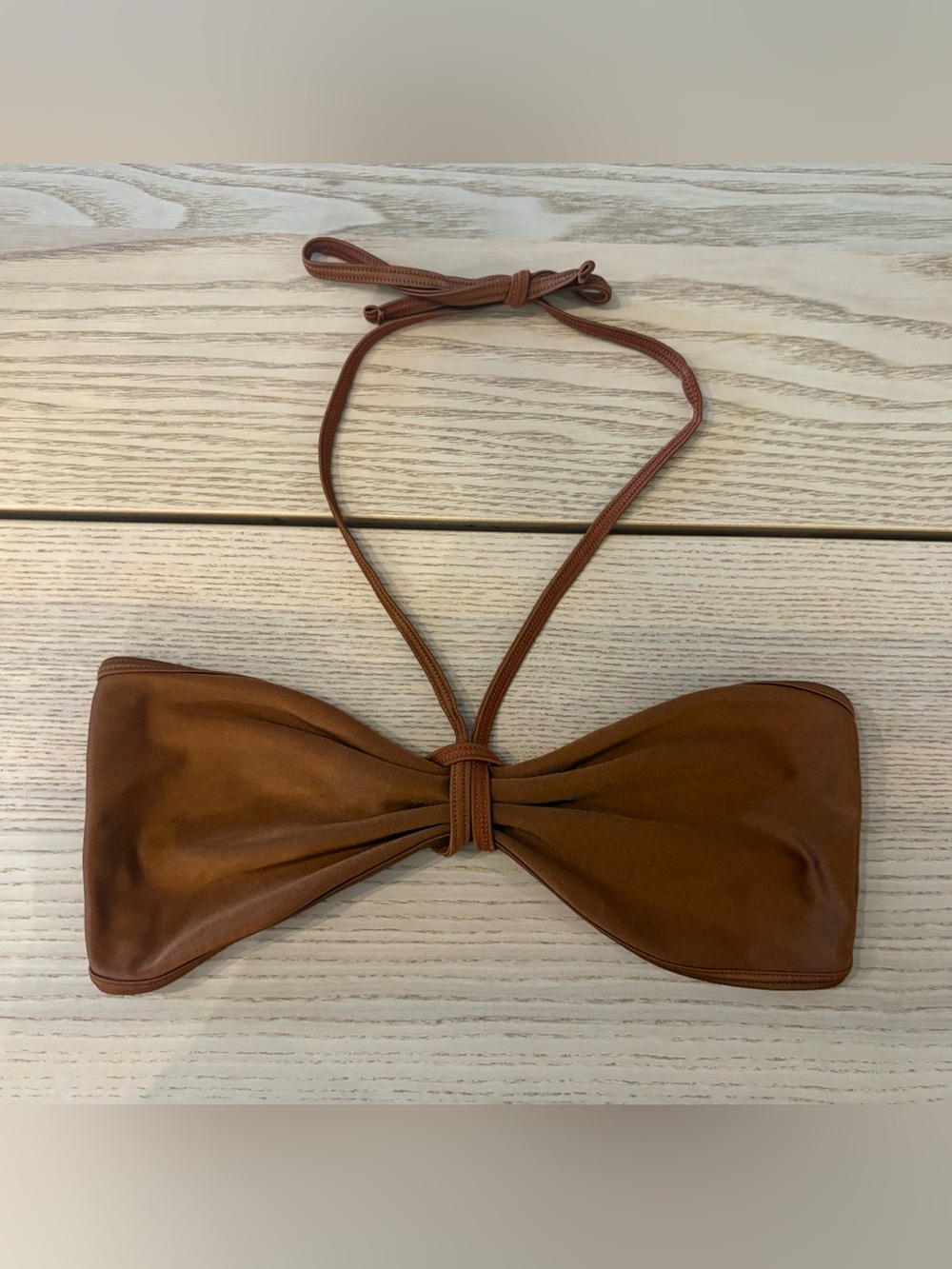 American apparel Brownish Copper Bandeau Bikini Top with Halter Tie Size Large